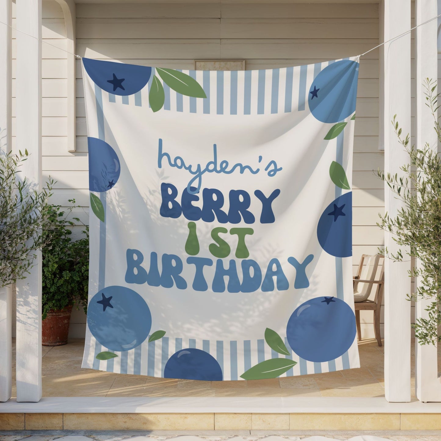Personalized Blueberry Birthday Banner