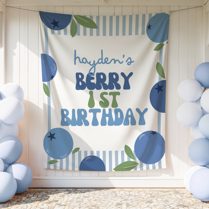 Personalized Blueberry Birthday Banner
