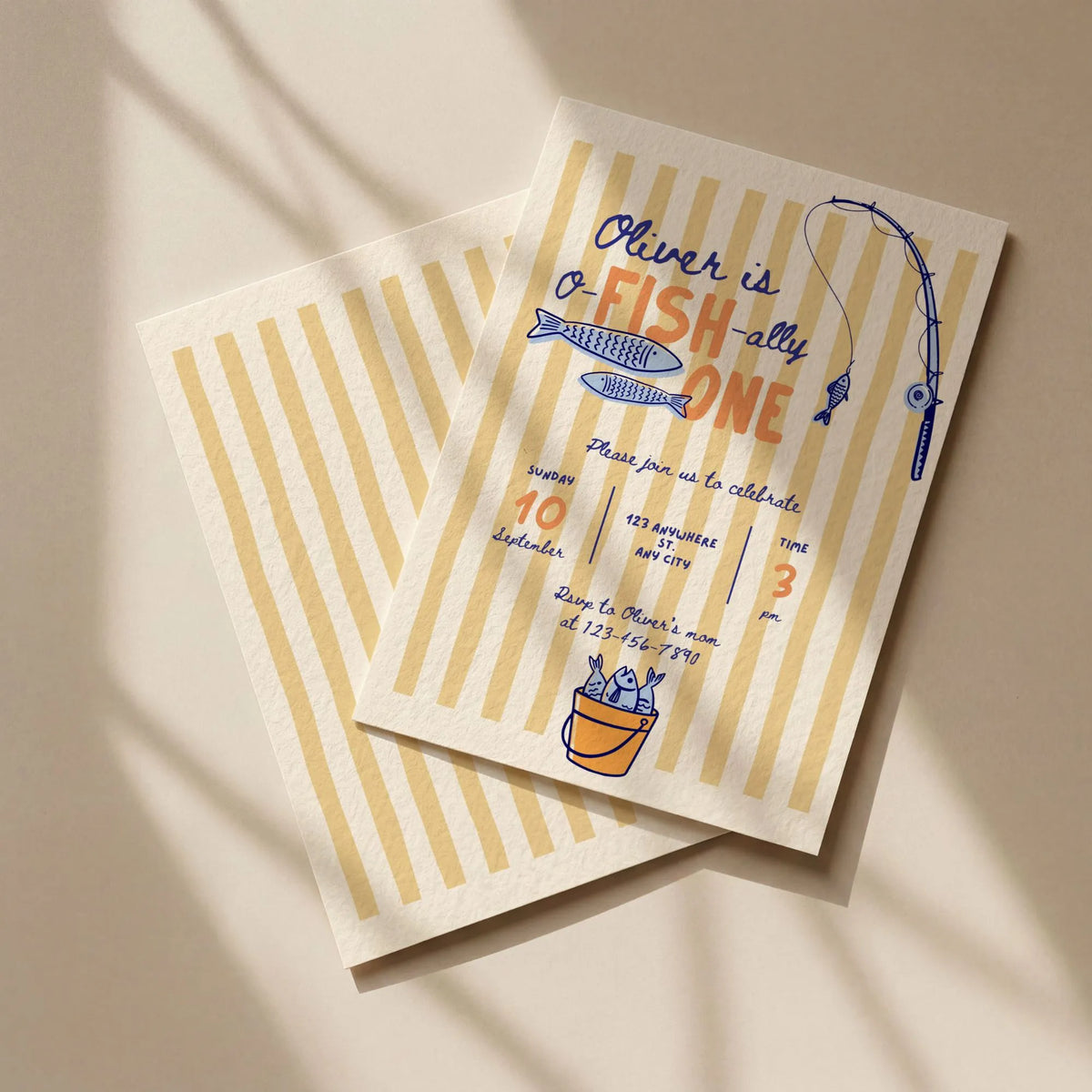 Ofishally One Fishing Birthday Printable Invitation