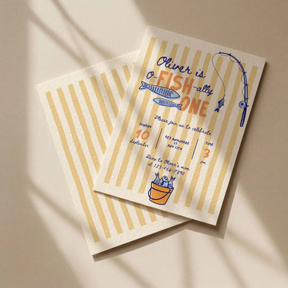 Ofishally One Fishing Birthday Printable Invitation