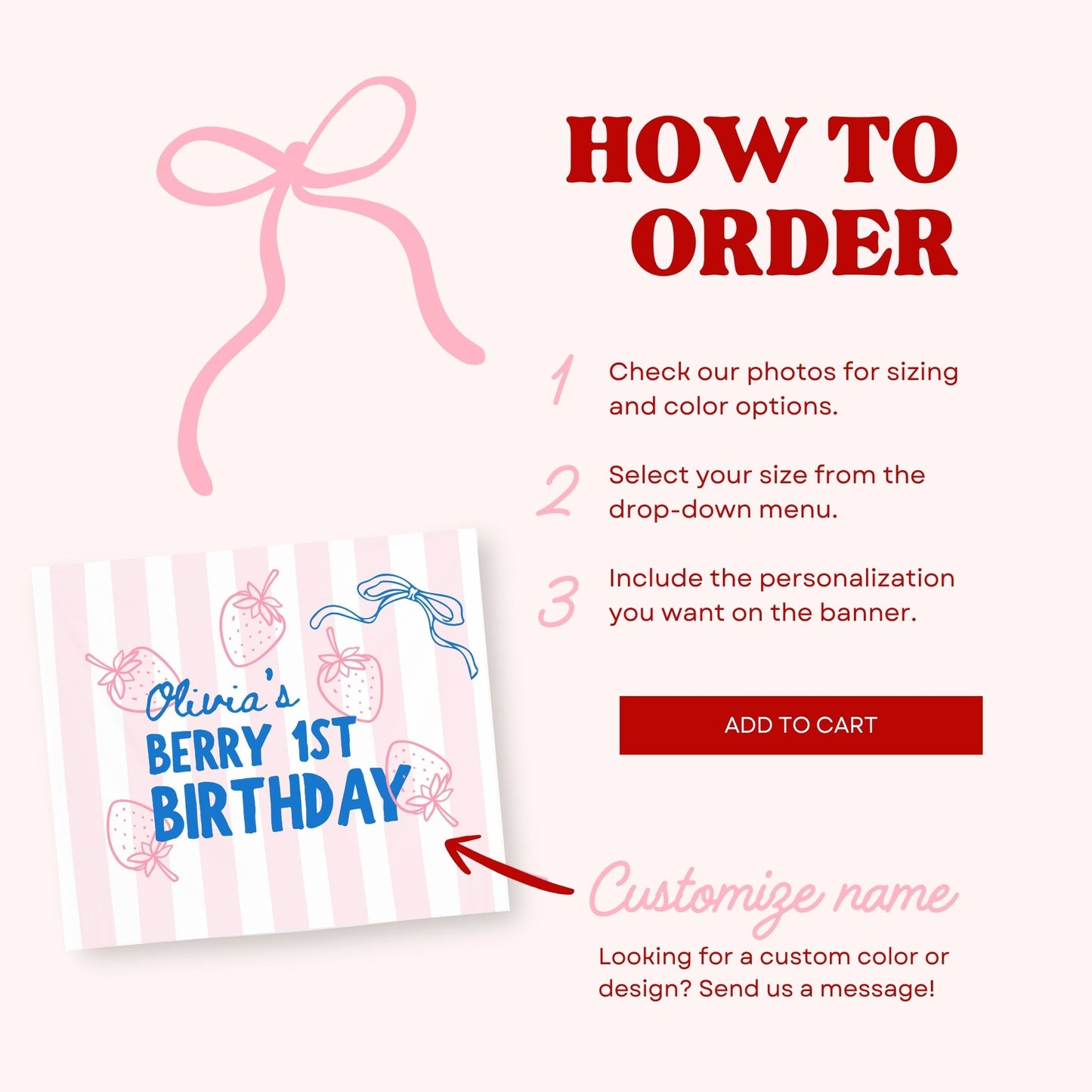 Personalized Berry First Birthday Banner