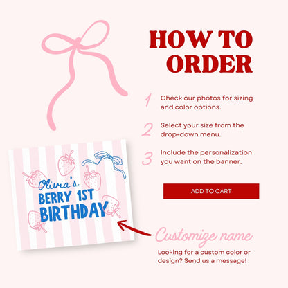Personalized Berry First Birthday Banner