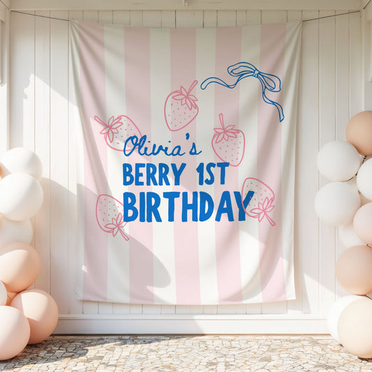 Personalized Berry First Birthday Banner