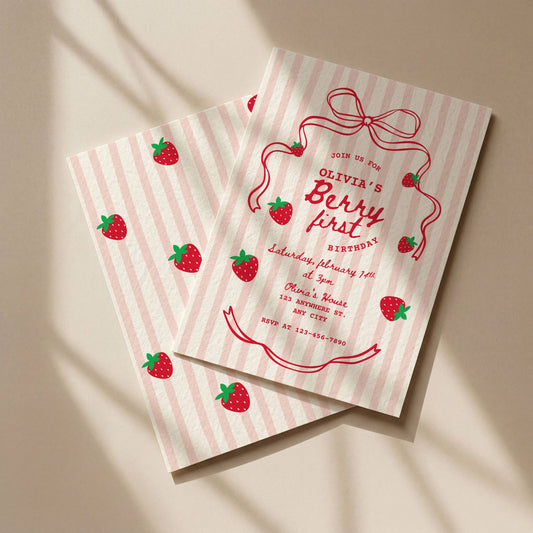 Berry First Birthday Printable Invitation
