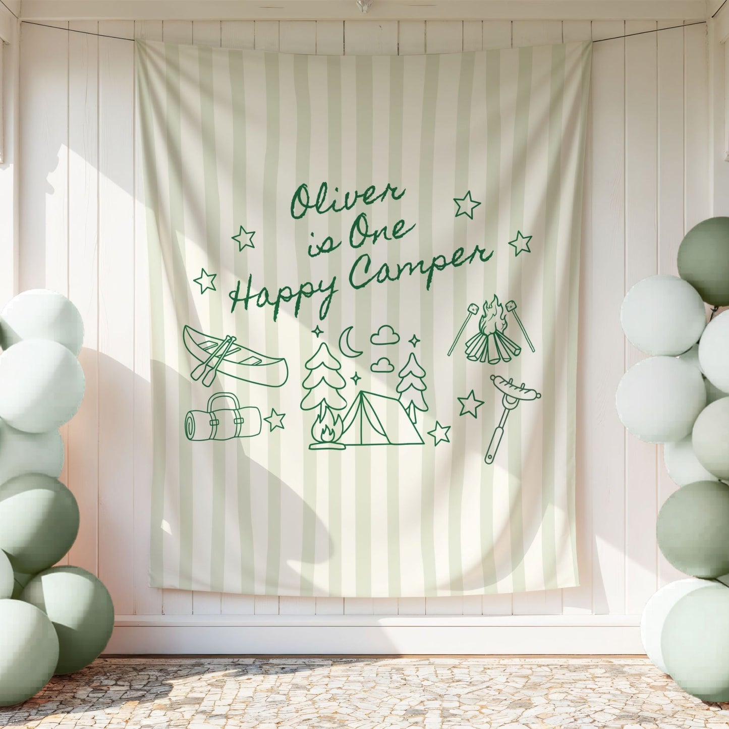 Personalized One Happy Camper Birthday Banner