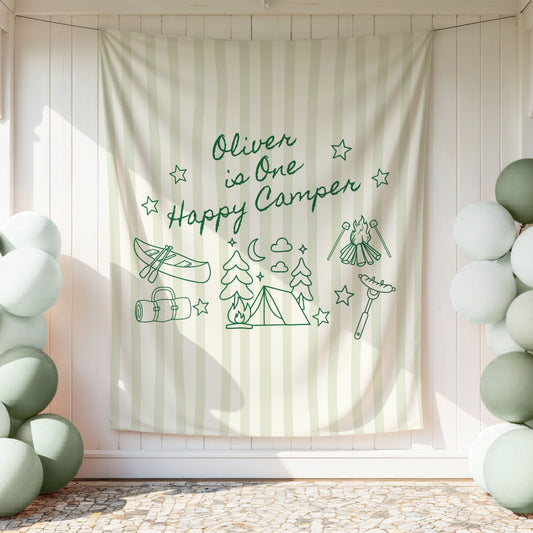 Personalized One Happy Camper Birthday Banner
