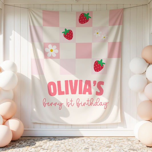 Personalized Berry First Birthday Banner