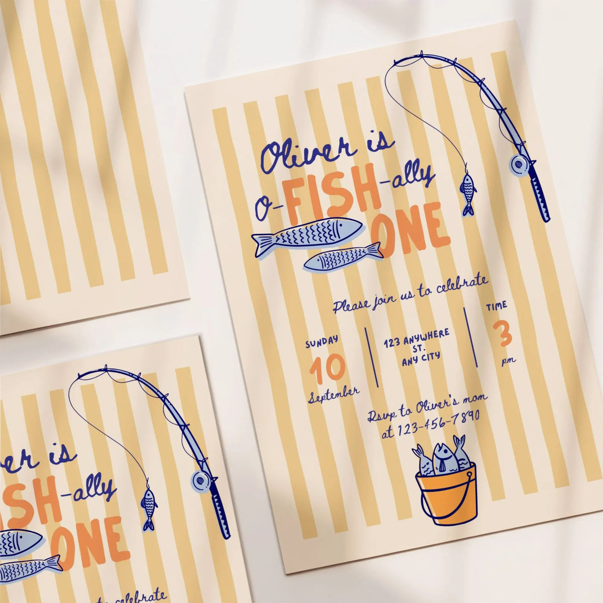 Ofishally One Fishing Birthday Printable Invitation