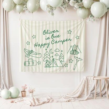 Personalized One Happy Camper Birthday Banner