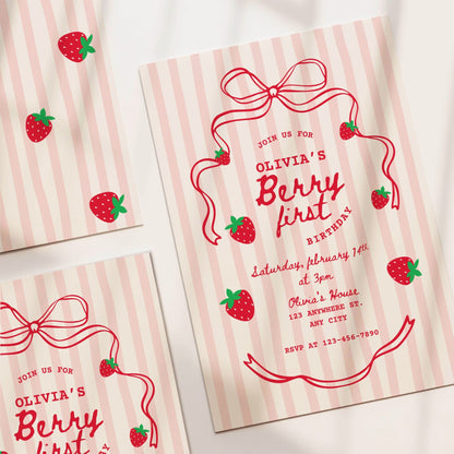 Berry First Birthday Printable Invitation