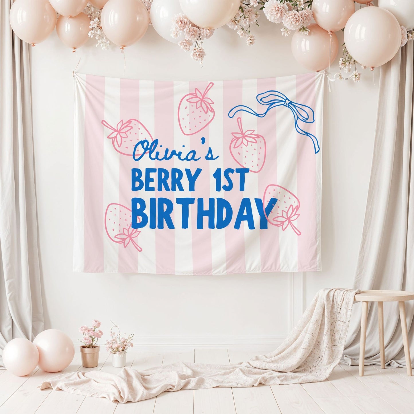 Personalized Berry First Birthday Banner