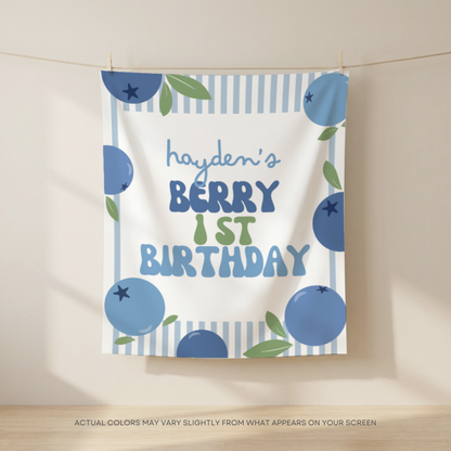 Personalized Blueberry Birthday Banner