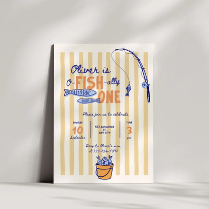 Ofishally One Fishing Birthday Printable Invitation