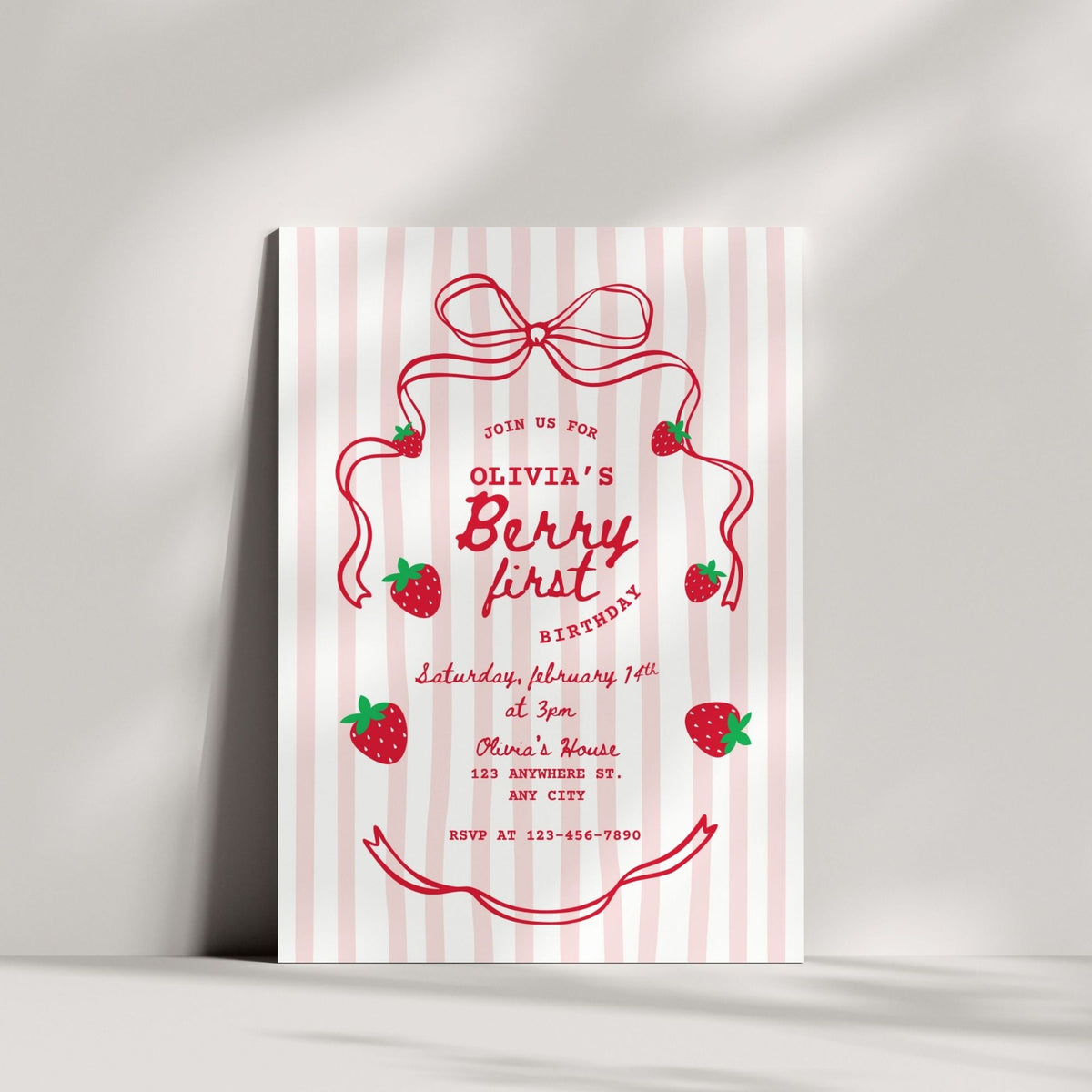 Berry First Birthday Printable Invitation