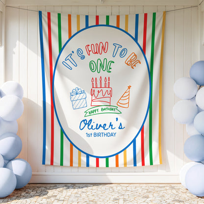 Personalized Fun One Birthday Backdrop