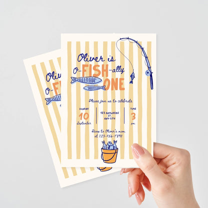 Ofishally One Fishing Birthday Printable Invitation