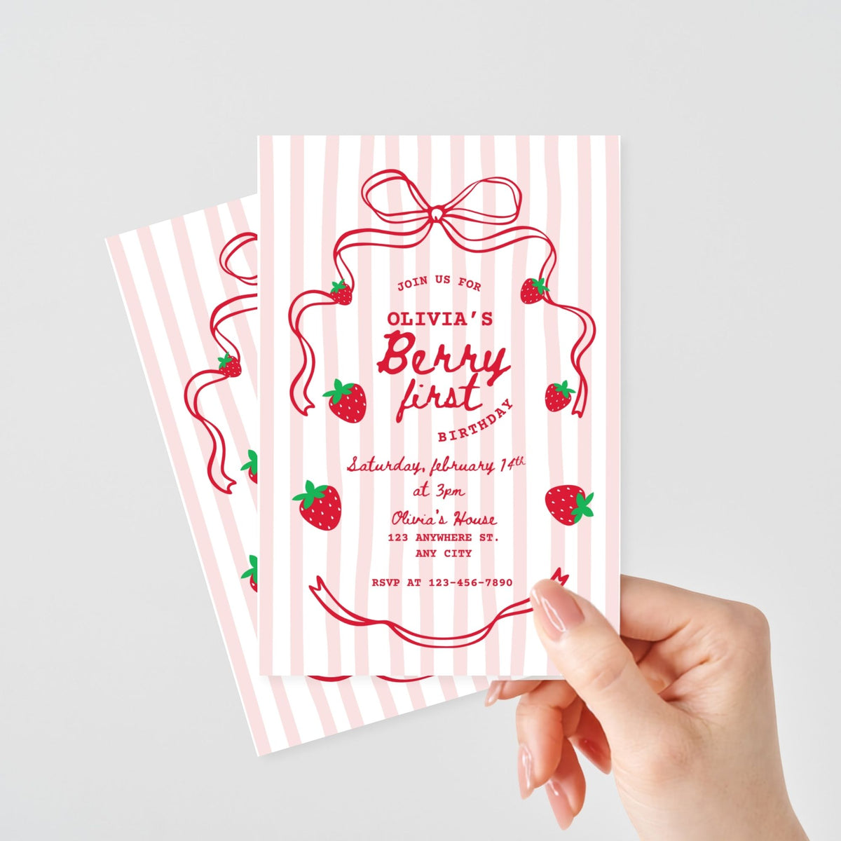 Berry First Birthday Printable Invitation