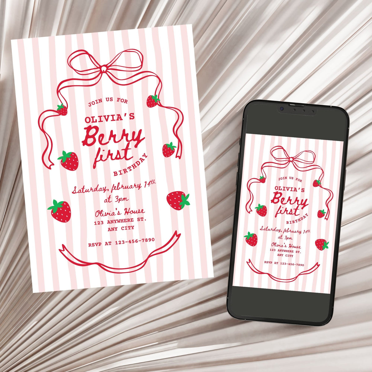 Berry First Birthday Printable Invitation