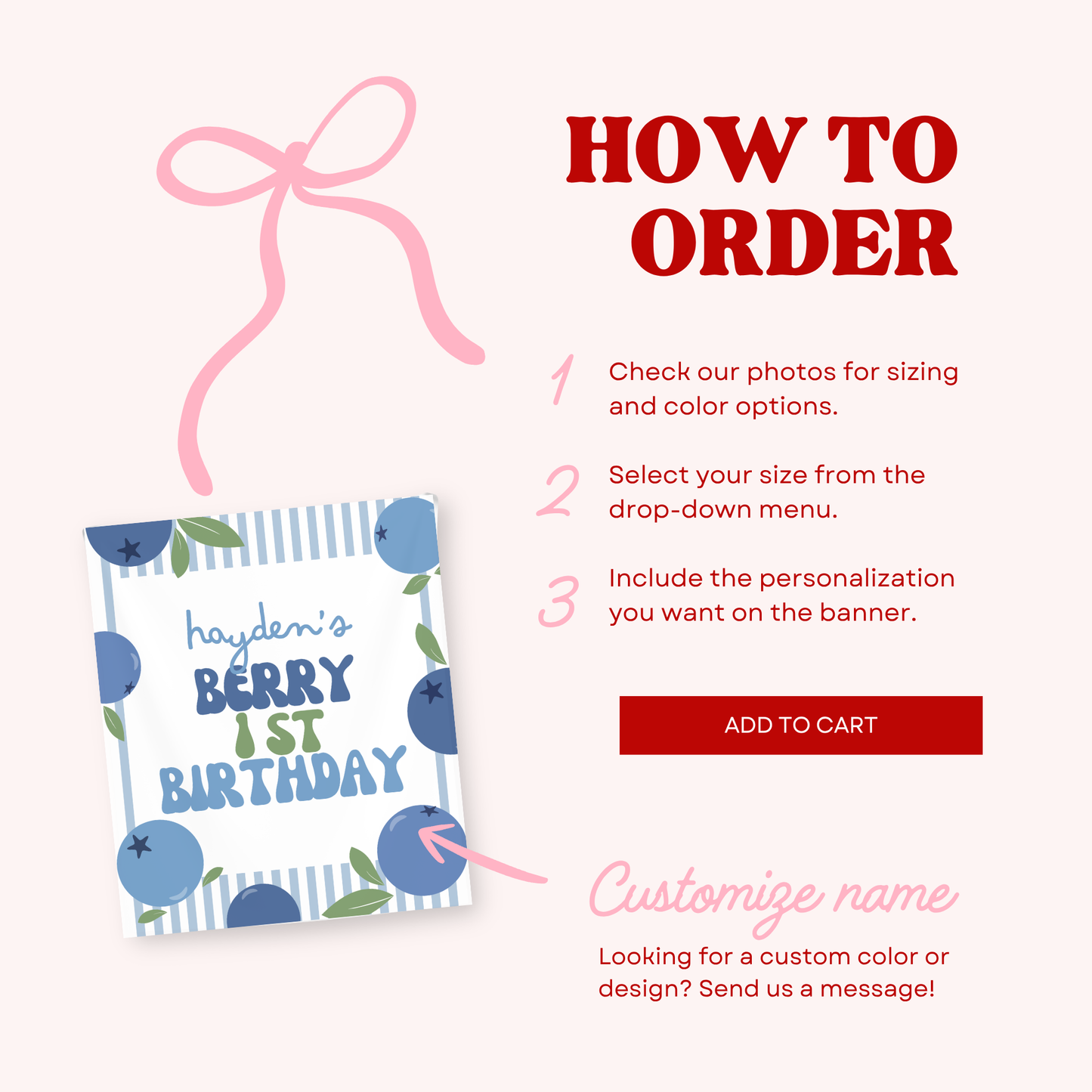 Personalized Blueberry Birthday Banner
