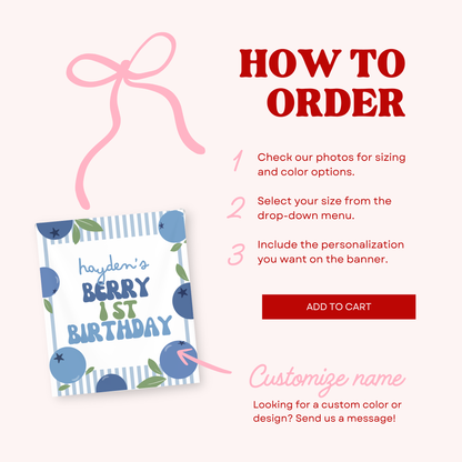 Personalized Blueberry Birthday Banner