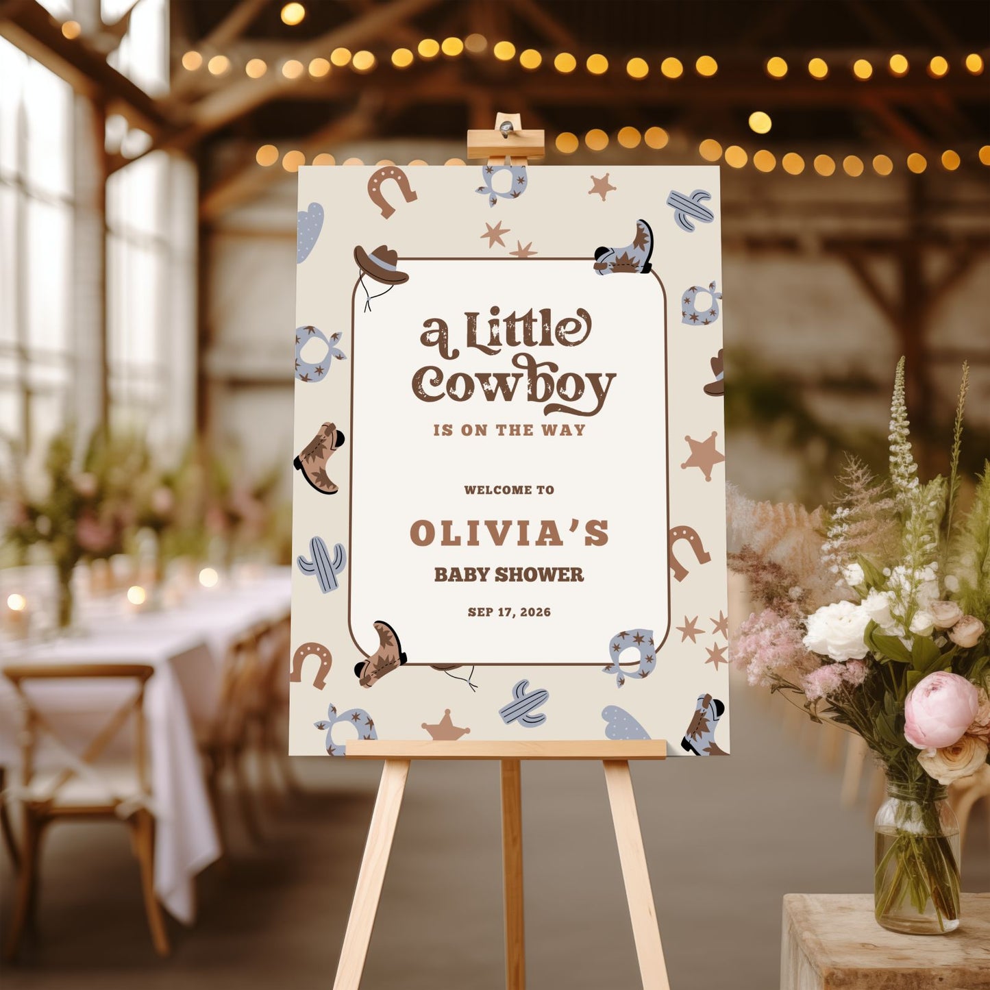 Boho Little Cowboy Welcome Sign