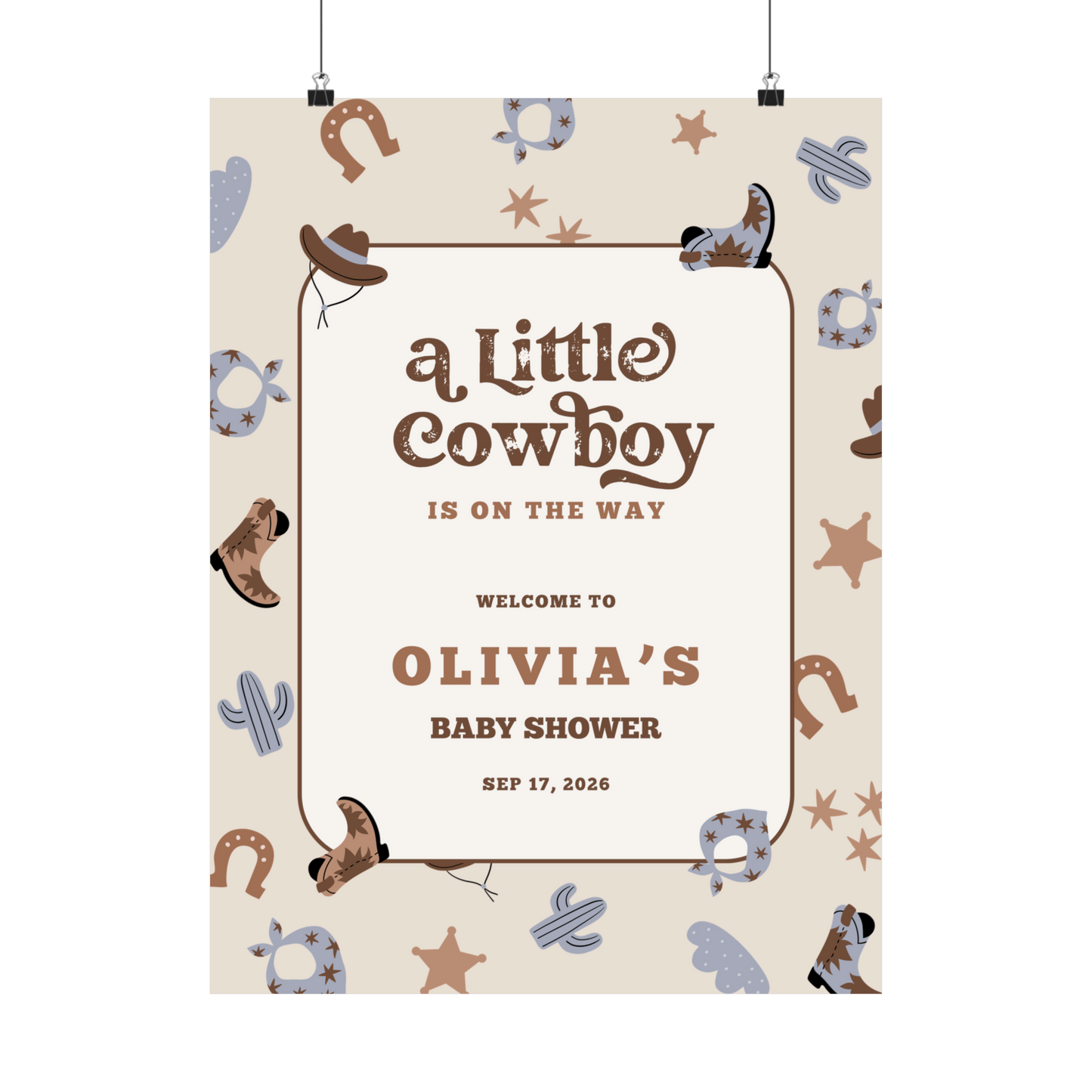 Boho Little Cowboy Welcome Sign