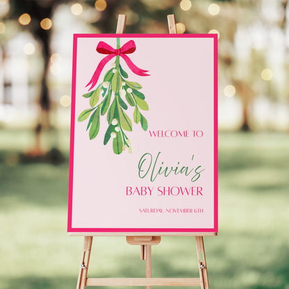 Pink Christmas Welcome Sign