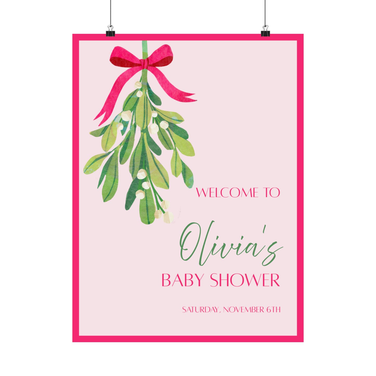 Pink Christmas Welcome Sign