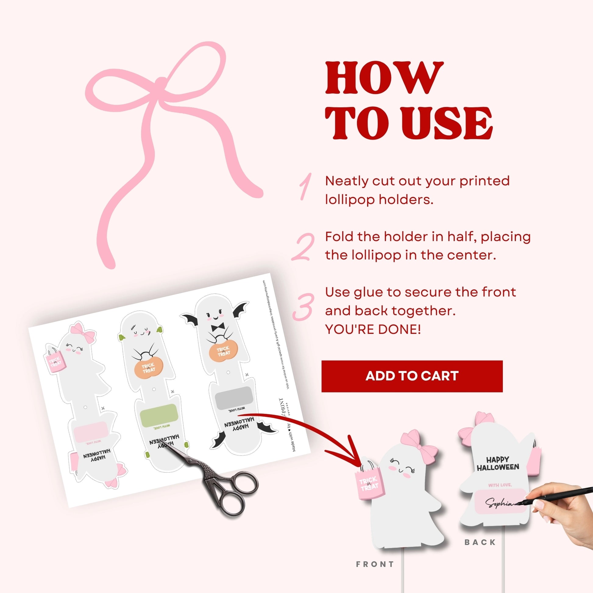 Halloween sucker holder printable instant download