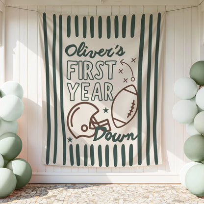 Personalized Football First Birthday Banner
