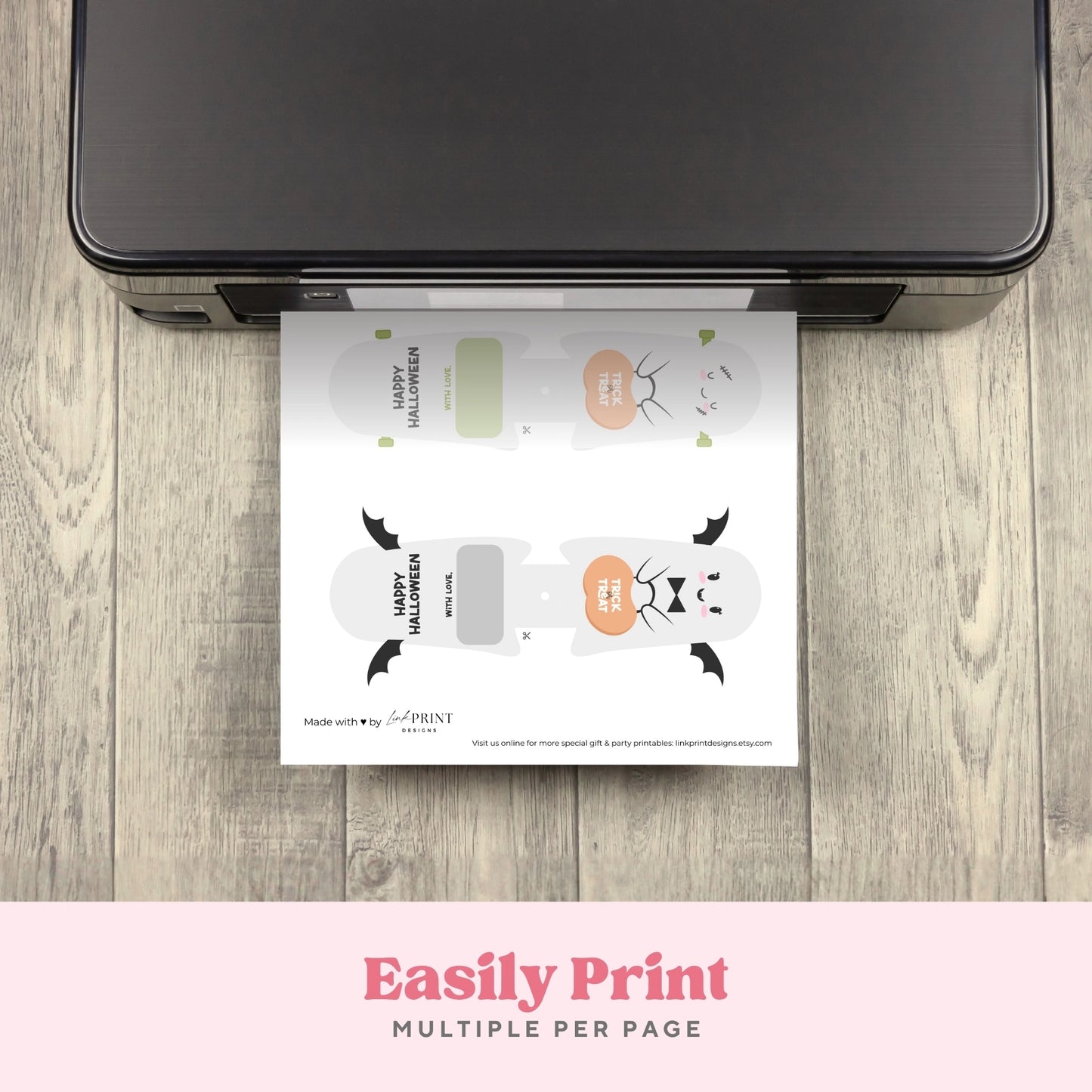 Ghost treat holder printable for Halloween party favors
