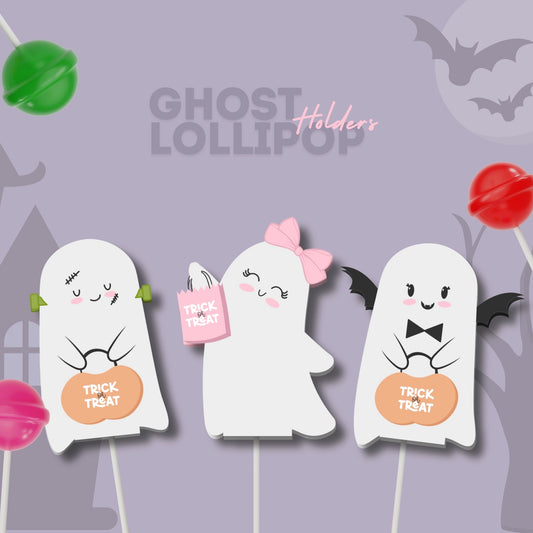 Halloween ghost lollipop holder printable for classroom treats