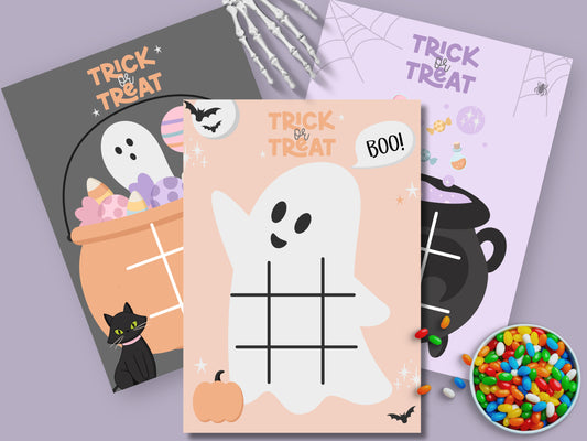 Trick or Treat Tic Tac Toe Printable Game Card