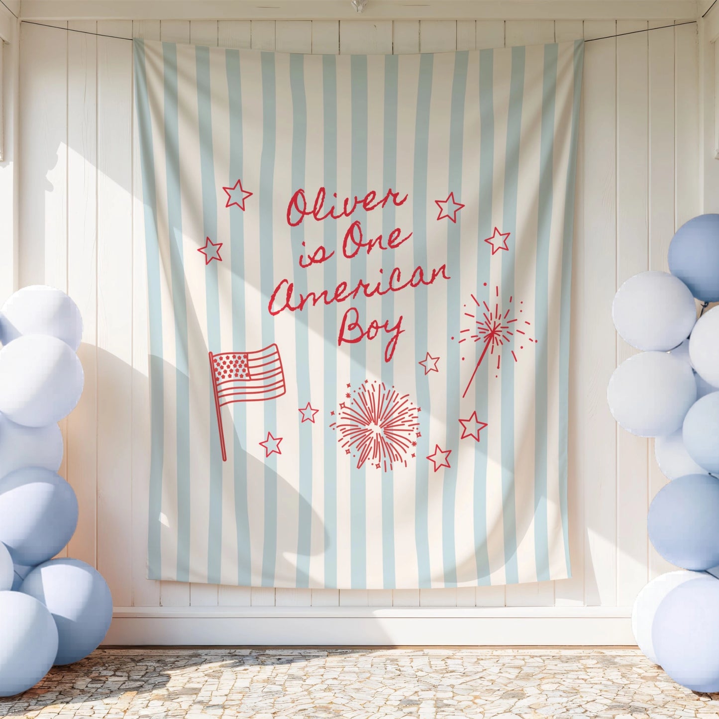 Personalized One American Boy Birthday Backdrop