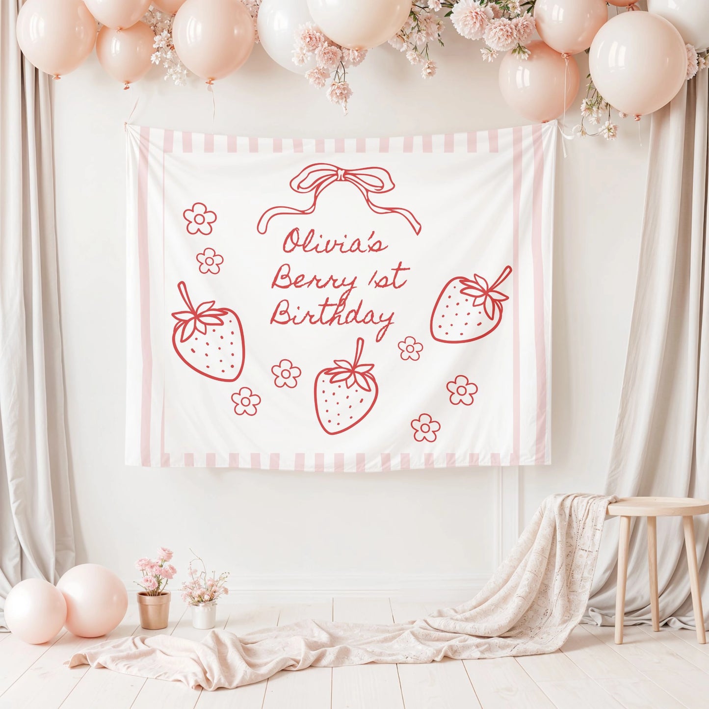 Personalized Berry First Birthday Banner