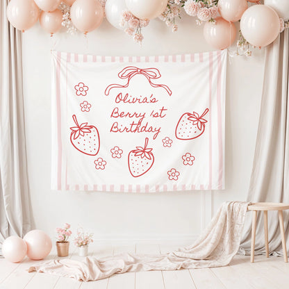 Personalized Berry First Birthday Banner