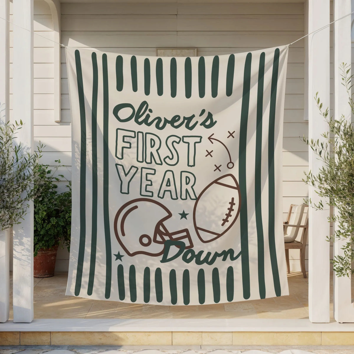 Personalized Football First Birthday Banner