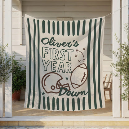 Personalized Football First Birthday Banner