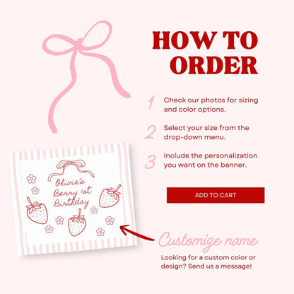 Personalized Berry First Birthday Banner