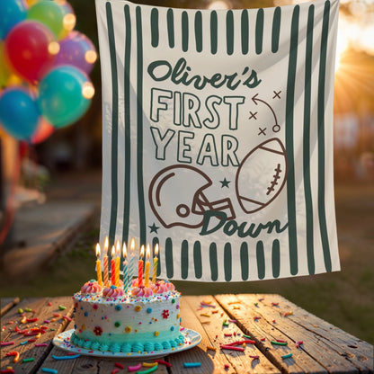 Personalized Football First Birthday Banner